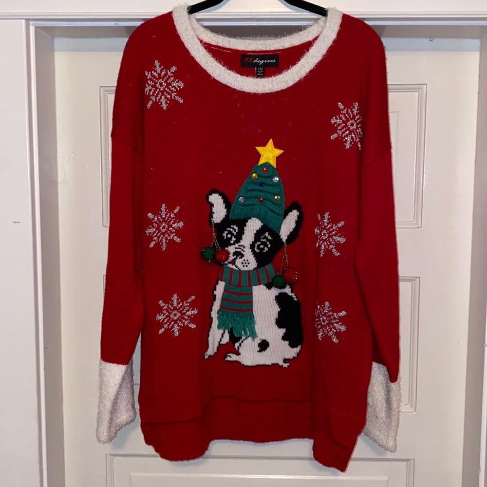 Christmas Sweater Frenchie Dog by 33 Degrees. Size XXL